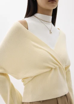Emiko Relaxed Knit V-neck Wrap Top