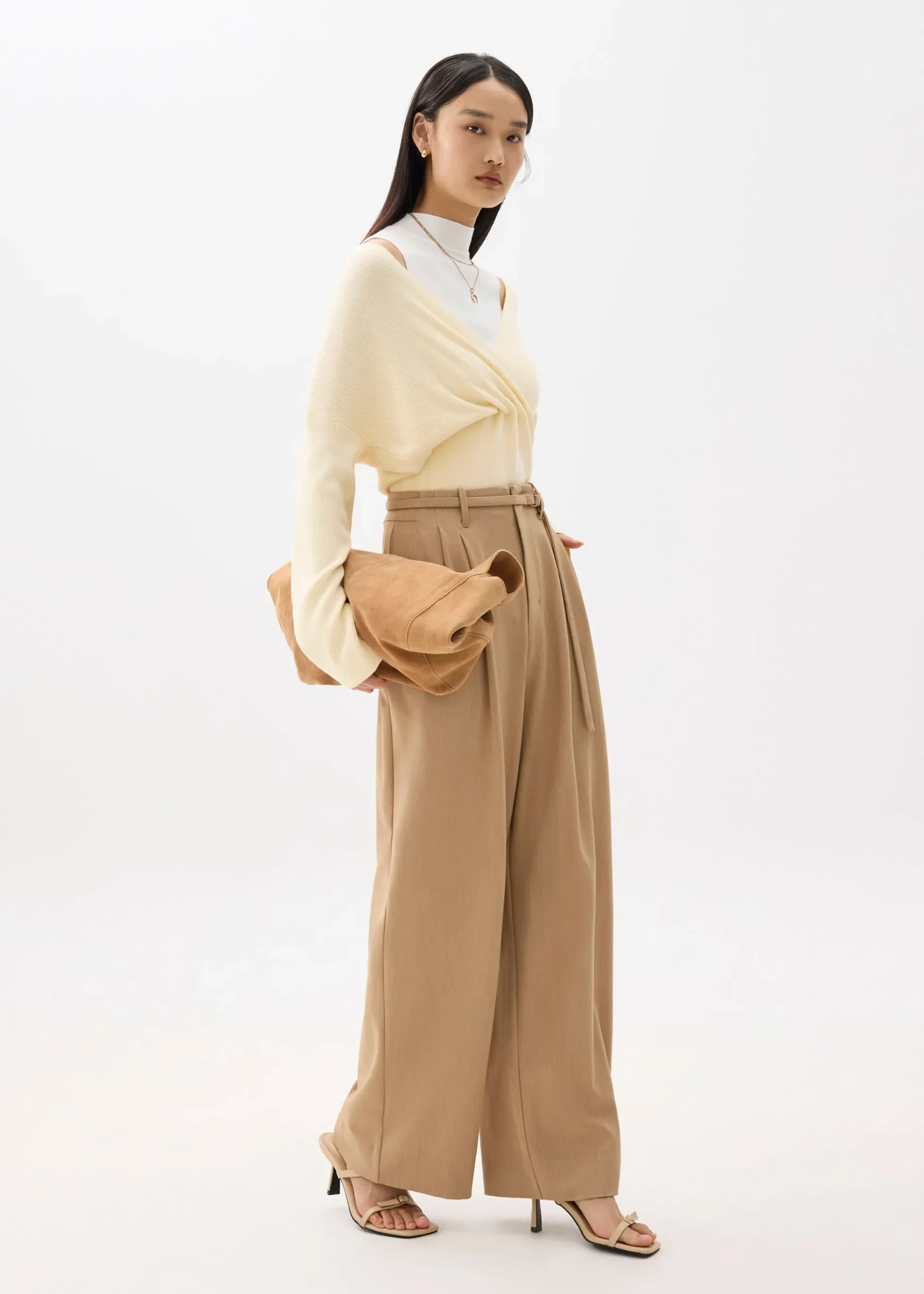 Emiko Relaxed Knit V-neck Wrap Top