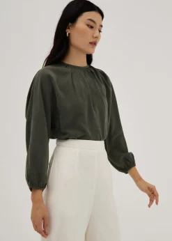 Emra Elastic Peached Batwing Top