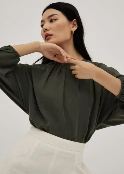 Emra Elastic Peached Batwing Top