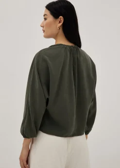 Emra Elastic Peached Batwing Top