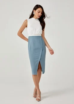 Enyana Mandarin Collar Midi Dress