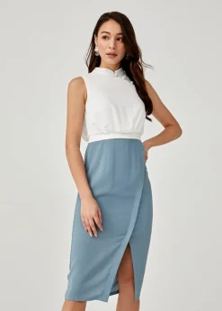 Enyana Mandarin Collar Midi Dress