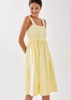 Epona Drawstring Fit & Flare Midi Dress