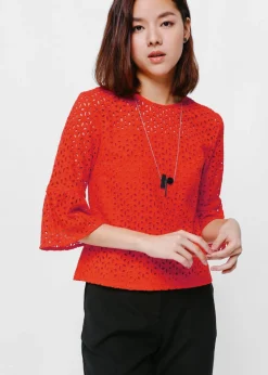 Esena Eyelet Bell Sleeve Top