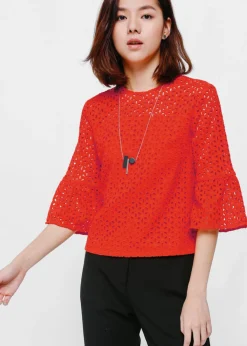 Esena Eyelet Bell Sleeve Top