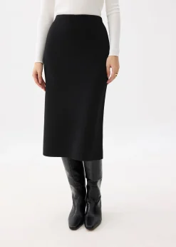 Esha Elastic Knit Column Midi Skirt