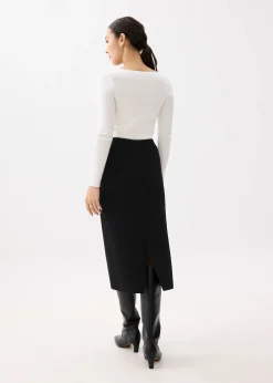 Esha Elastic Knit Column Midi Skirt
