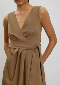 Eun V-neck Wrap Column Midi Dress