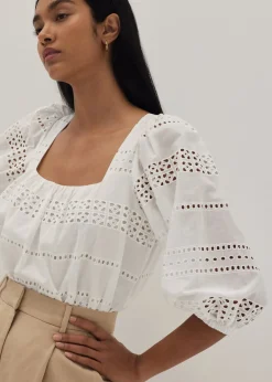 Everlee Broderie Square Neck Blouse