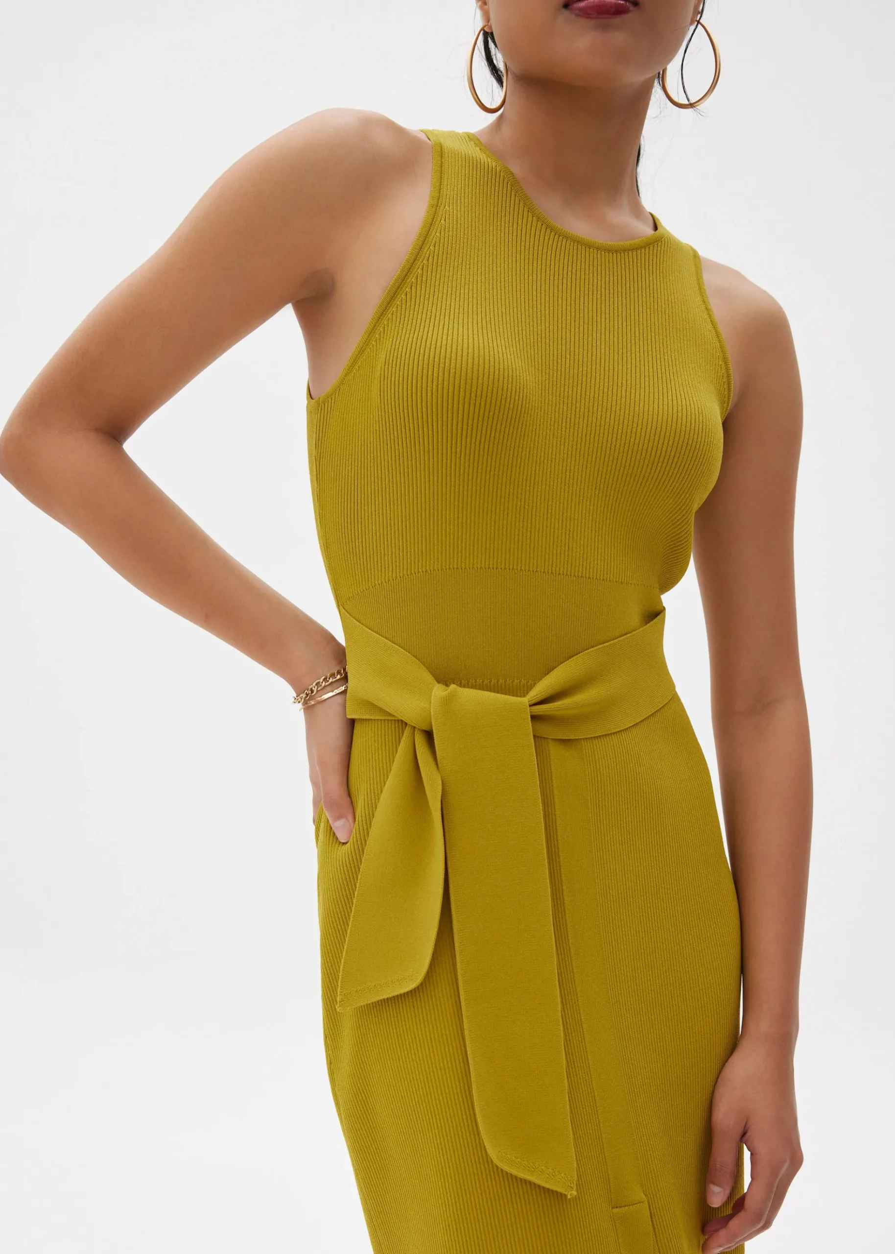 Farah Ribbed Knit Midi Dress