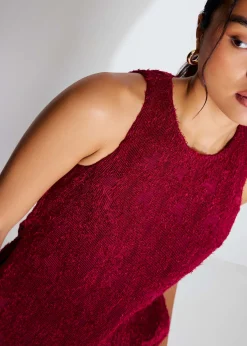 Faye Textured Asymmetric Hem Round Neck Top