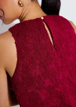 Faye Textured Asymmetric Hem Round Neck Top