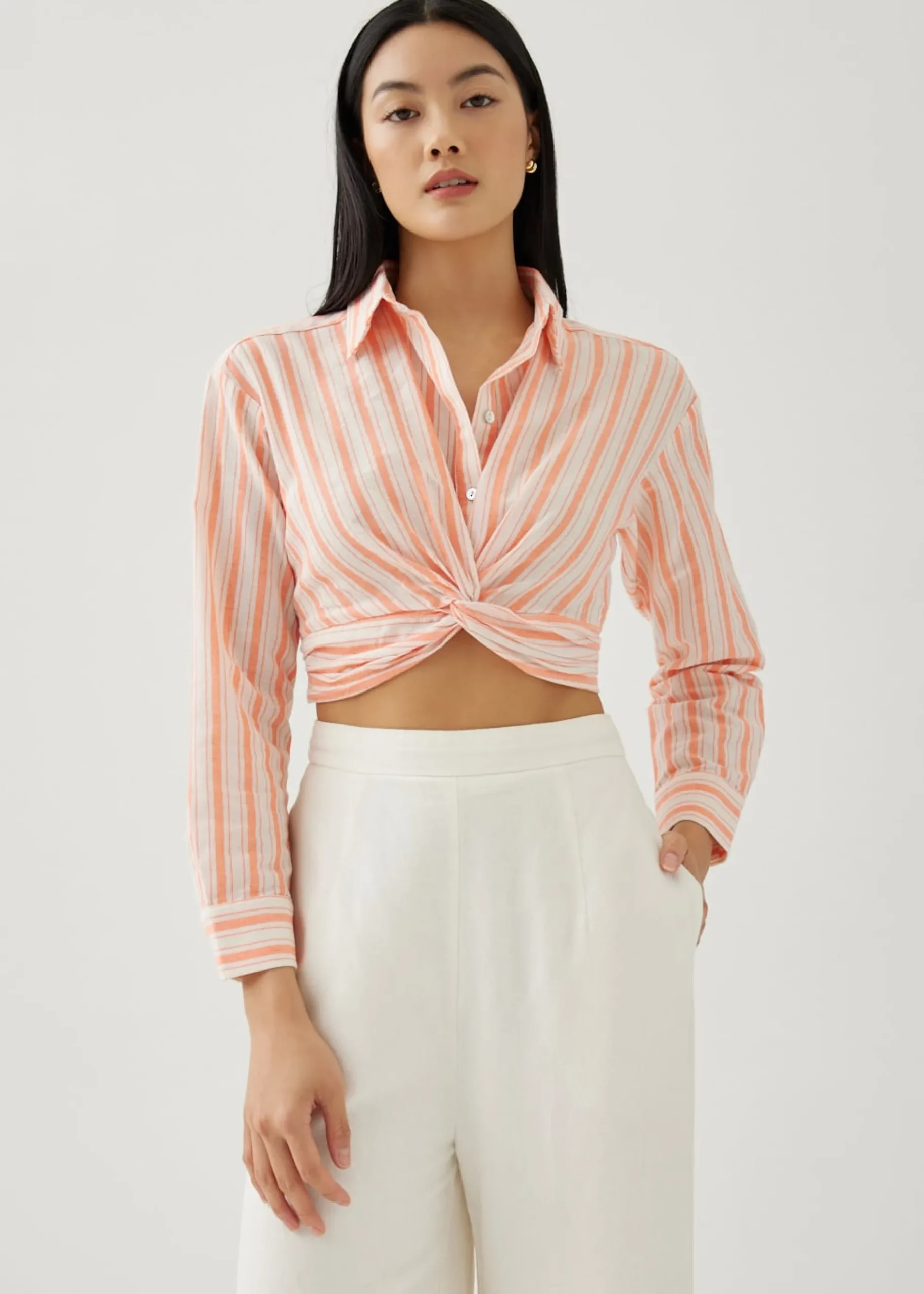 Felize Striped Twist Front Shirt