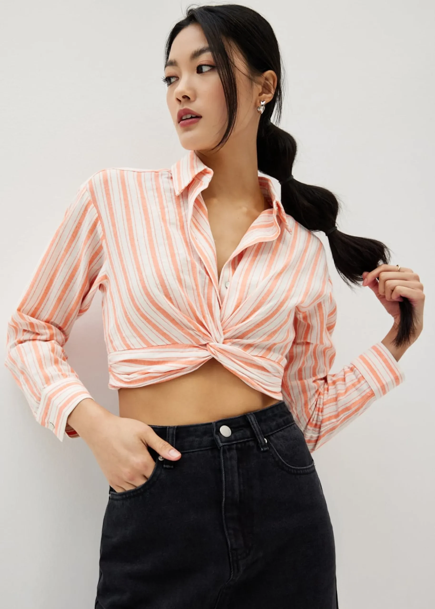 Felize Striped Twist Front Shirt