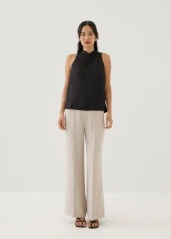 Felizia Satin Mandarin Collar Tank Top