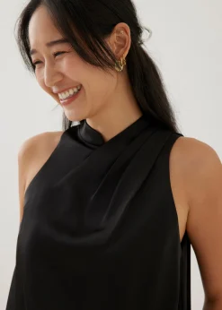 Felizia Satin Mandarin Collar Tank Top