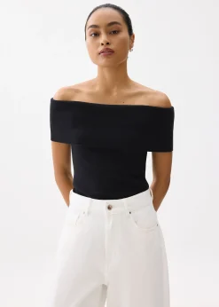 Fitted Off Shoulder Knit Top