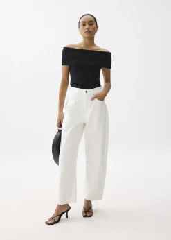 Fitted Off Shoulder Knit Top