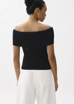 Fitted Off Shoulder Knit Top