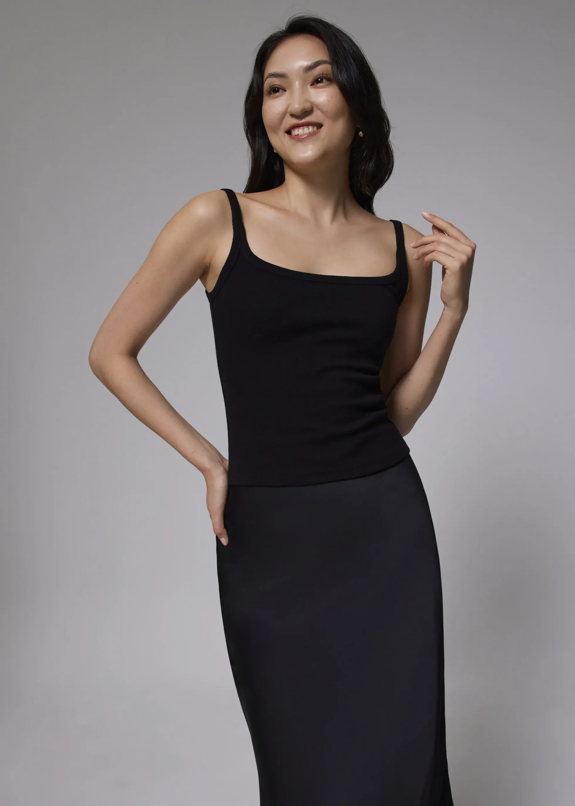 Fitted Ribbed Jersey Tank Top