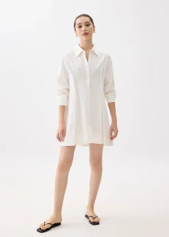 Flare Collared Mini Shirt Dress