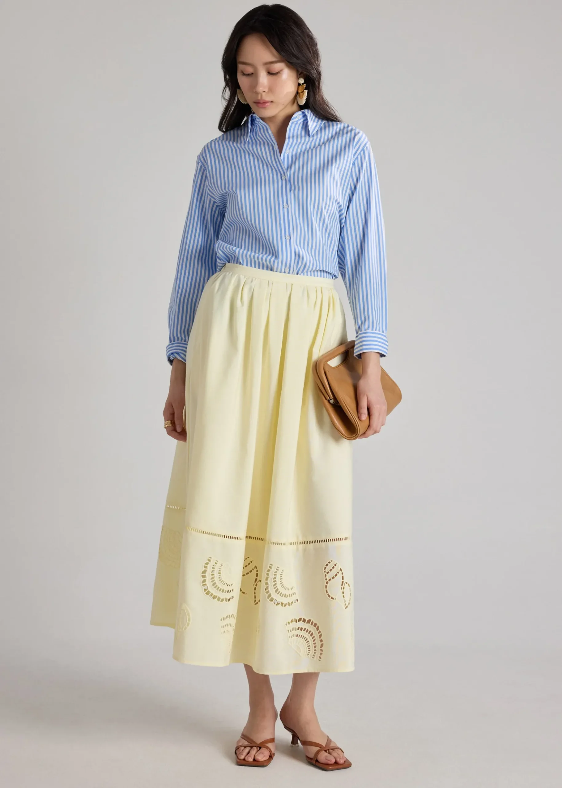 Flare Skirt in Tidal Escape Broderie