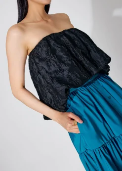 Floral Jacquard Tube Crop Top