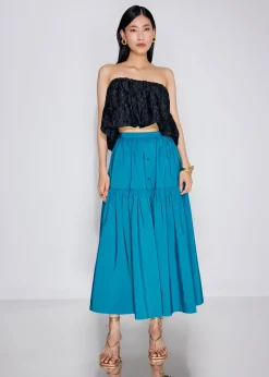 Floral Jacquard Tube Crop Top