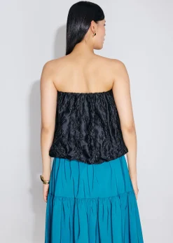 Floral Jacquard Tube Crop Top