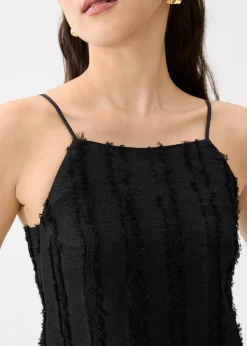 Fray Straight Neck Column Midaxi Dress