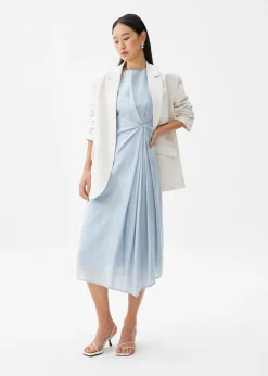 Front Pleat Column Midaxi Dress