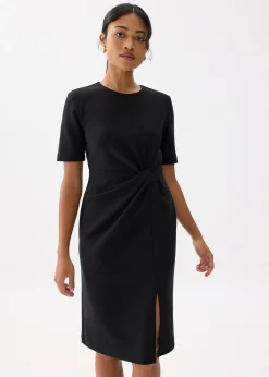 Front Twist Column Midi Dress