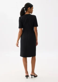 Front Twist Column Midi Dress