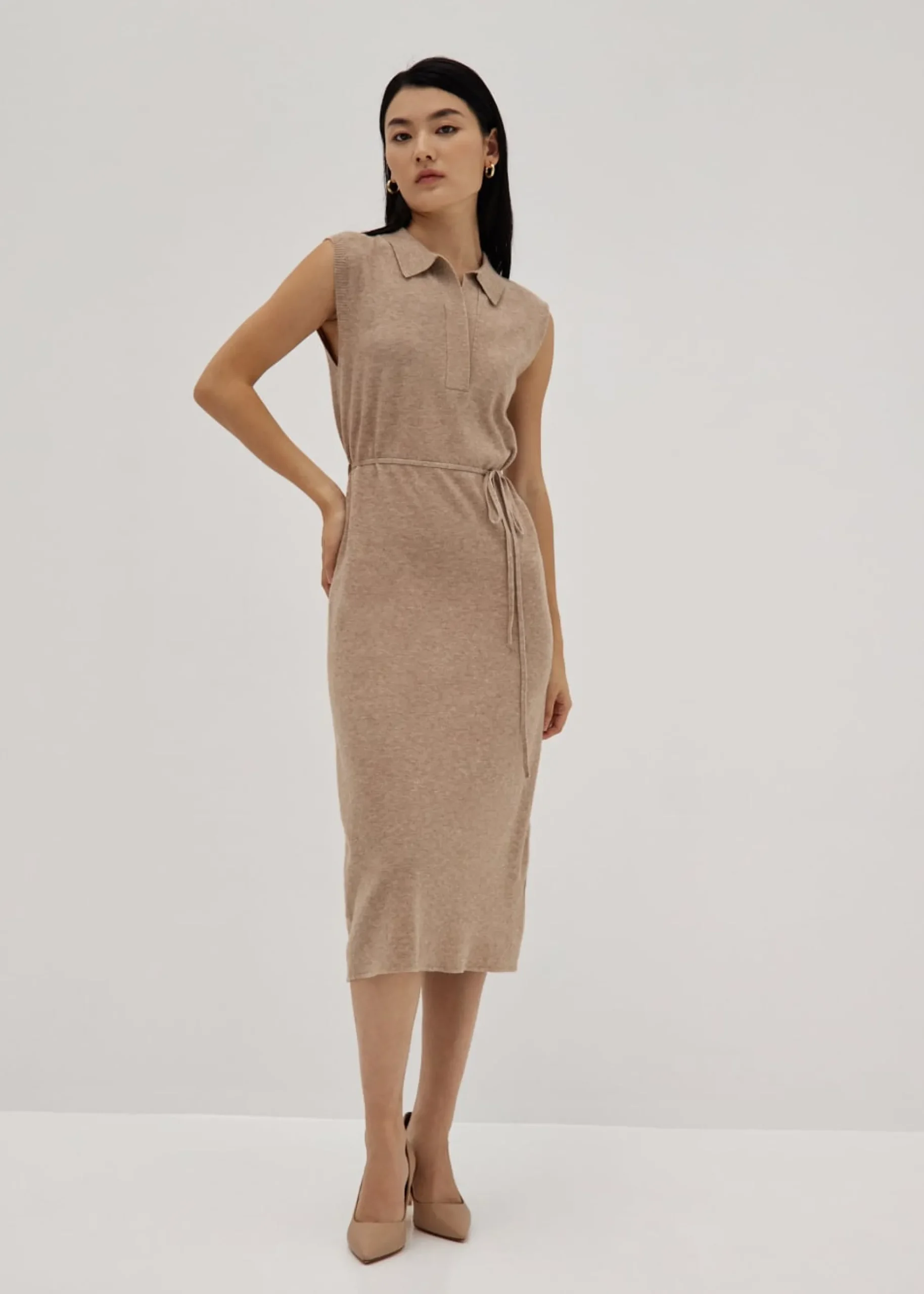 Gabby Collared Knit Midi Dress