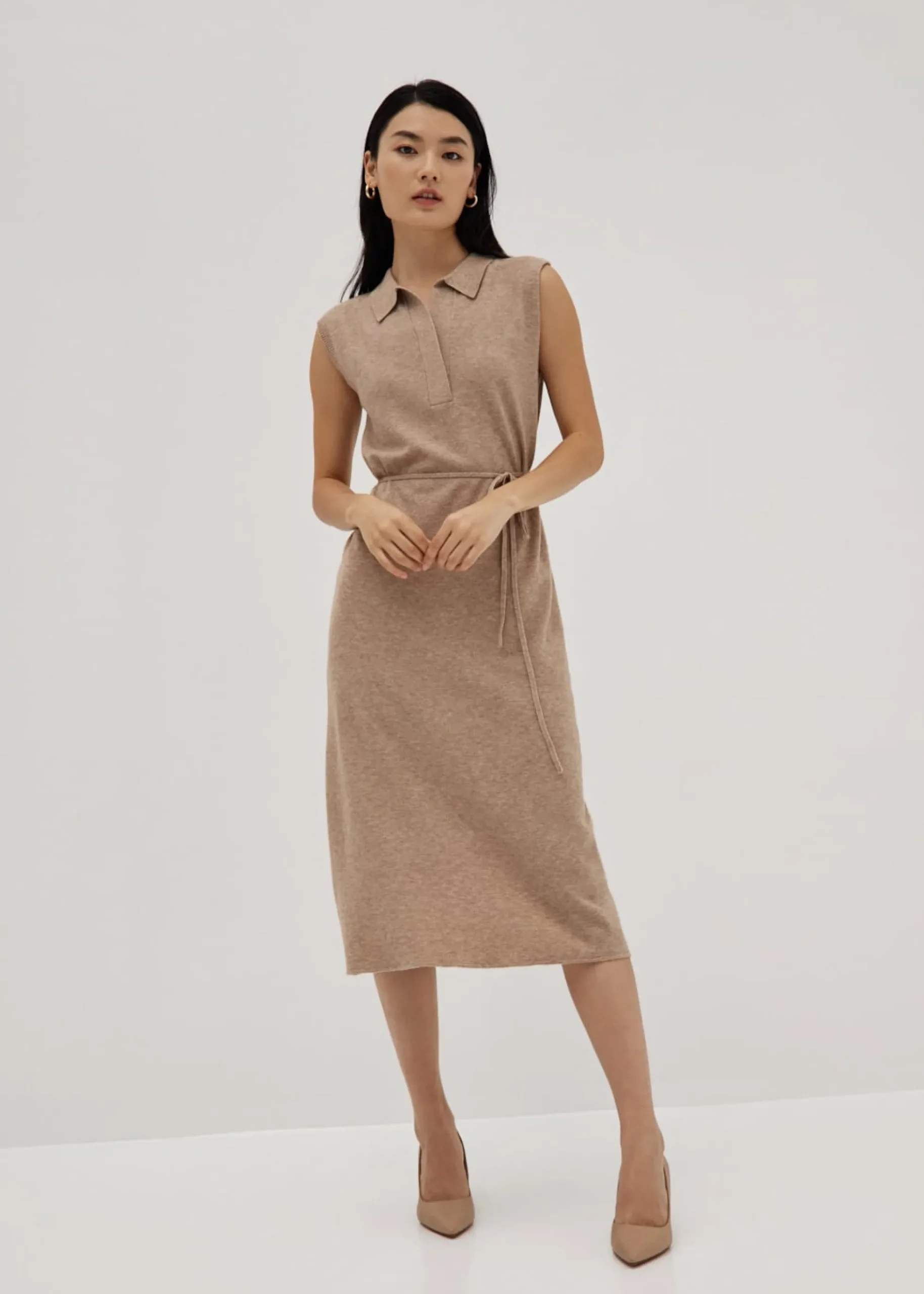 Gabby Collared Knit Midi Dress