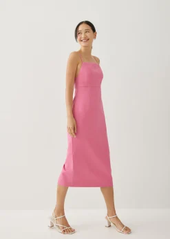Geline Padded Tweed Column Midi Dress