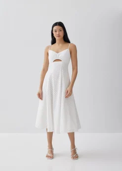 Gertrude Padded Broderie Cut Out Dress