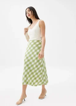 Gingham A-line Midaxi Skirt