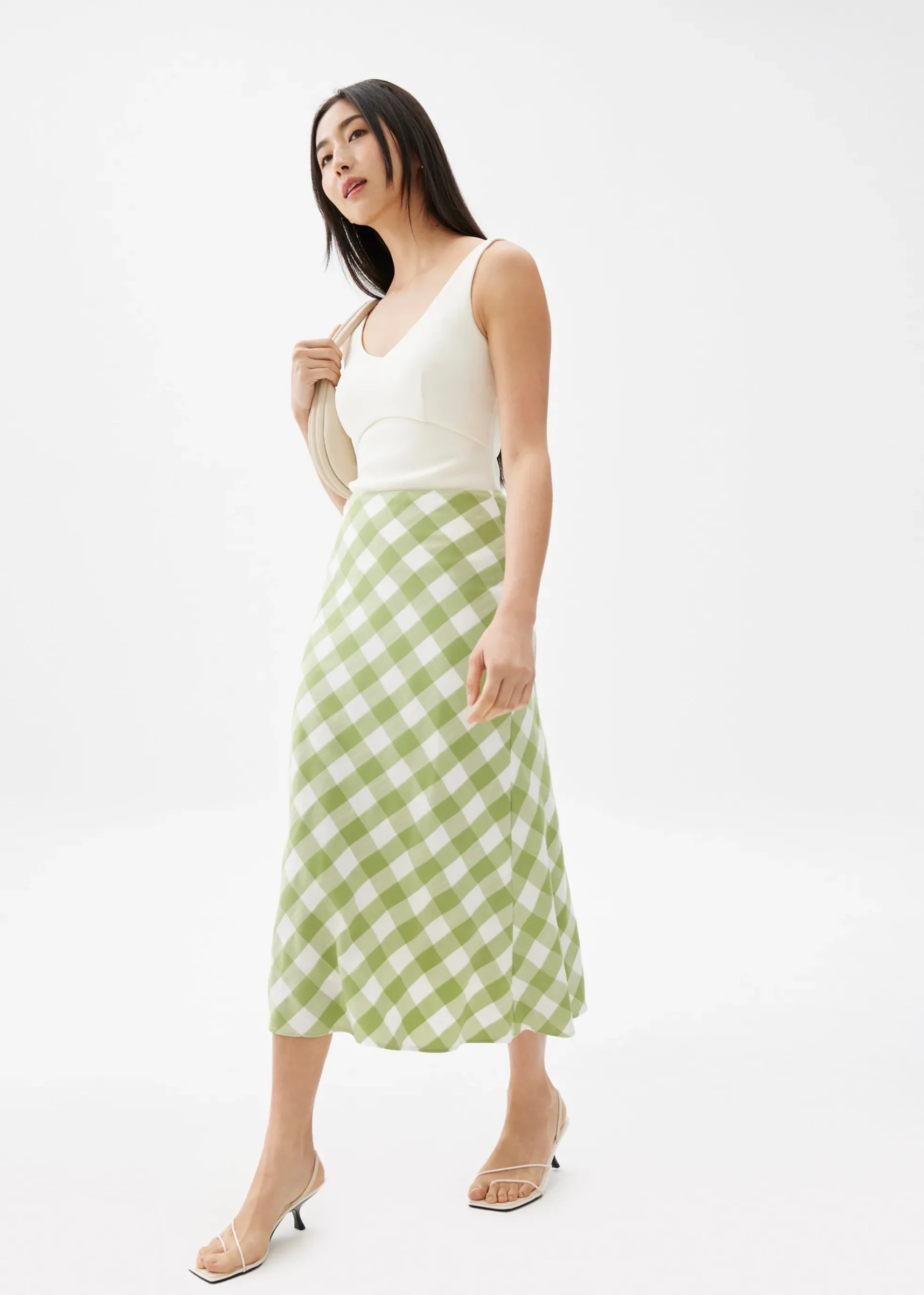 Gingham A-line Midaxi Skirt
