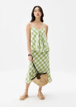 Gingham A-line Midaxi Skirt