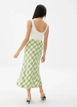 Gingham A-line Midaxi Skirt