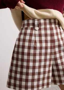 Gingham Cotton High Waist A-line Shorts