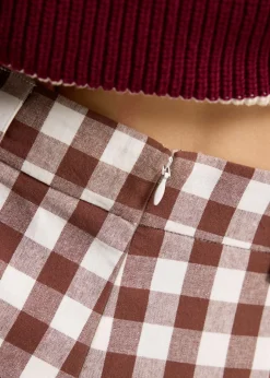 Gingham Cotton High Waist A-line Shorts