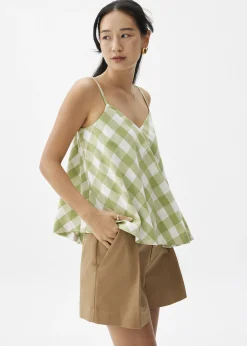 Gingham V-neck Swing Camisole Top