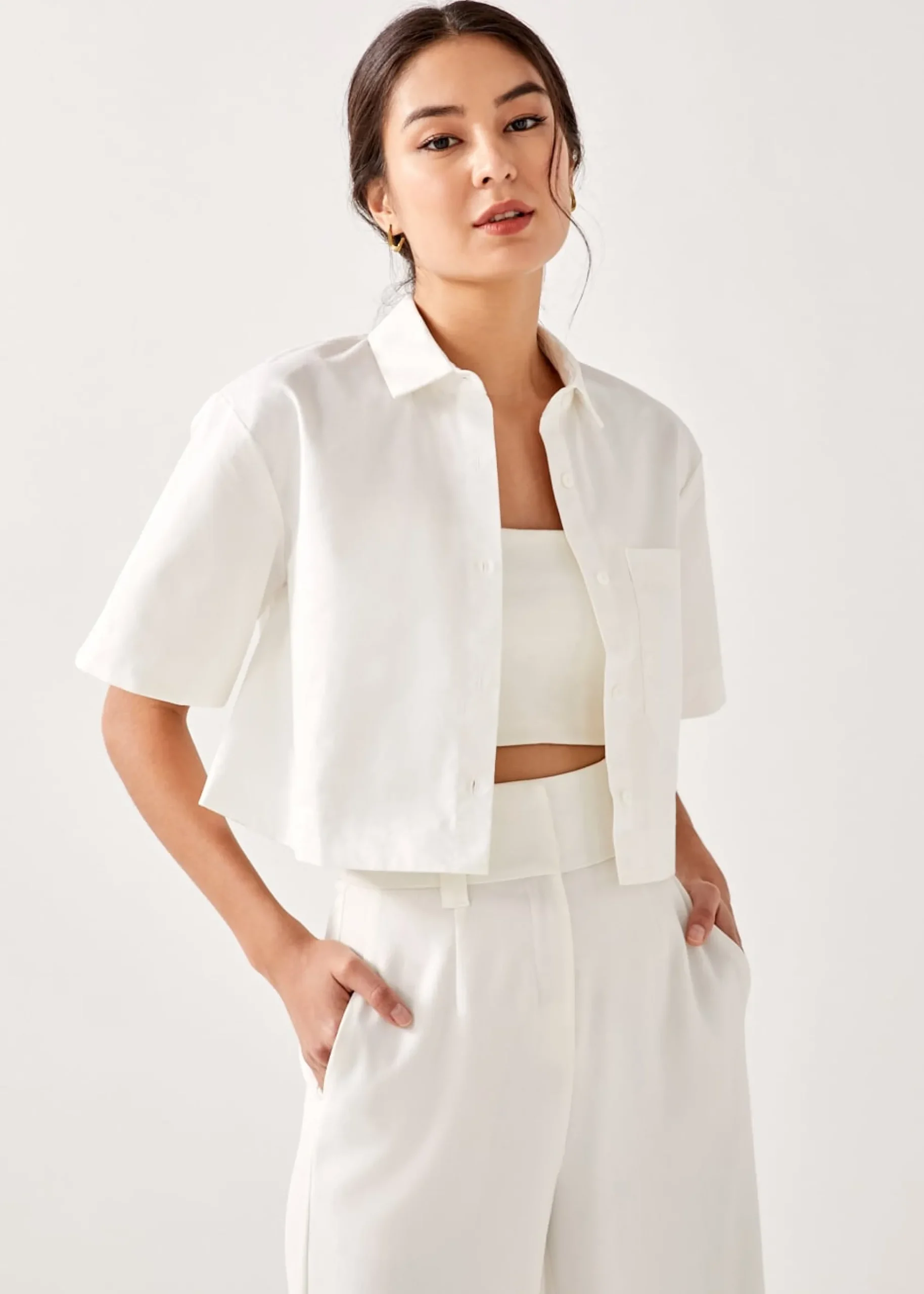 Gisele Cropped Shirt Top