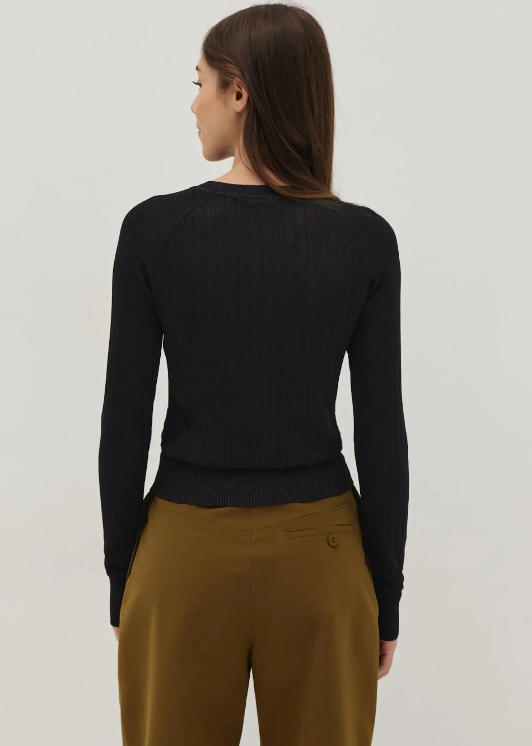 Glitter Ribbed Knit Long Sleeve Top