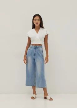 Gloria Broderie Front Wrap Top