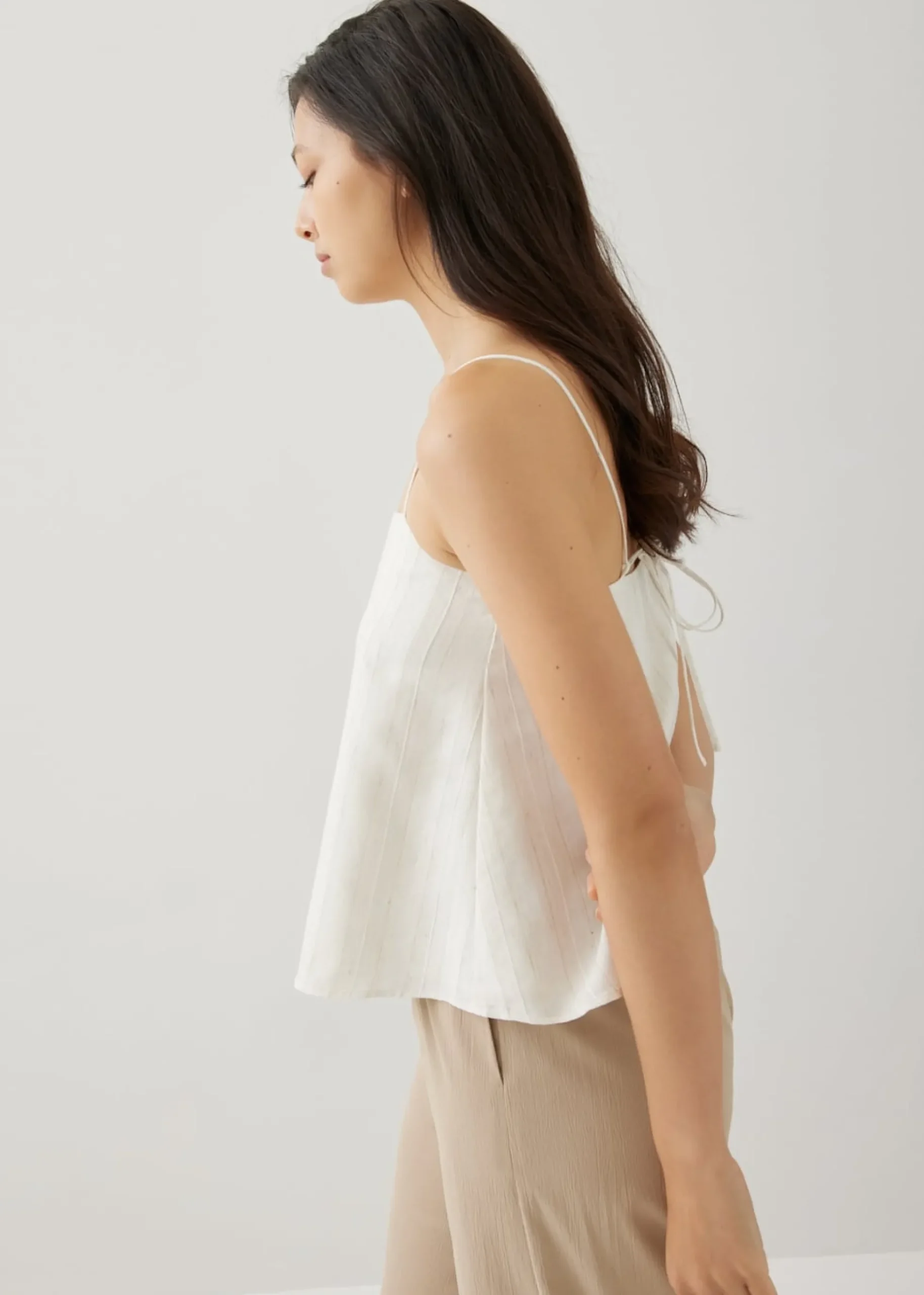 Gretel Striped Linen Tie Back Camisole