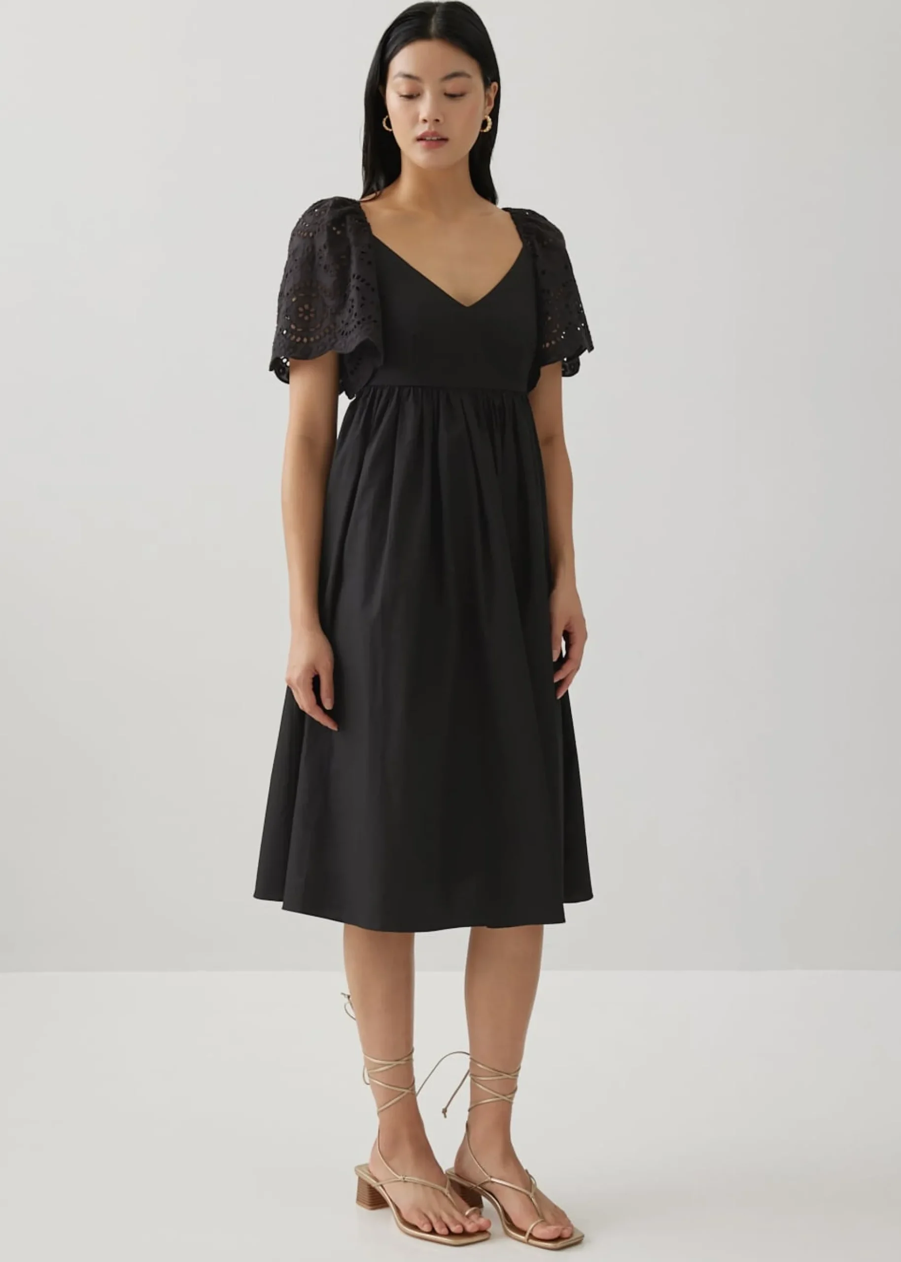 Gwen Padded Broderie Sleeve Dress